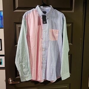 NWT Colorblock Striped Button up